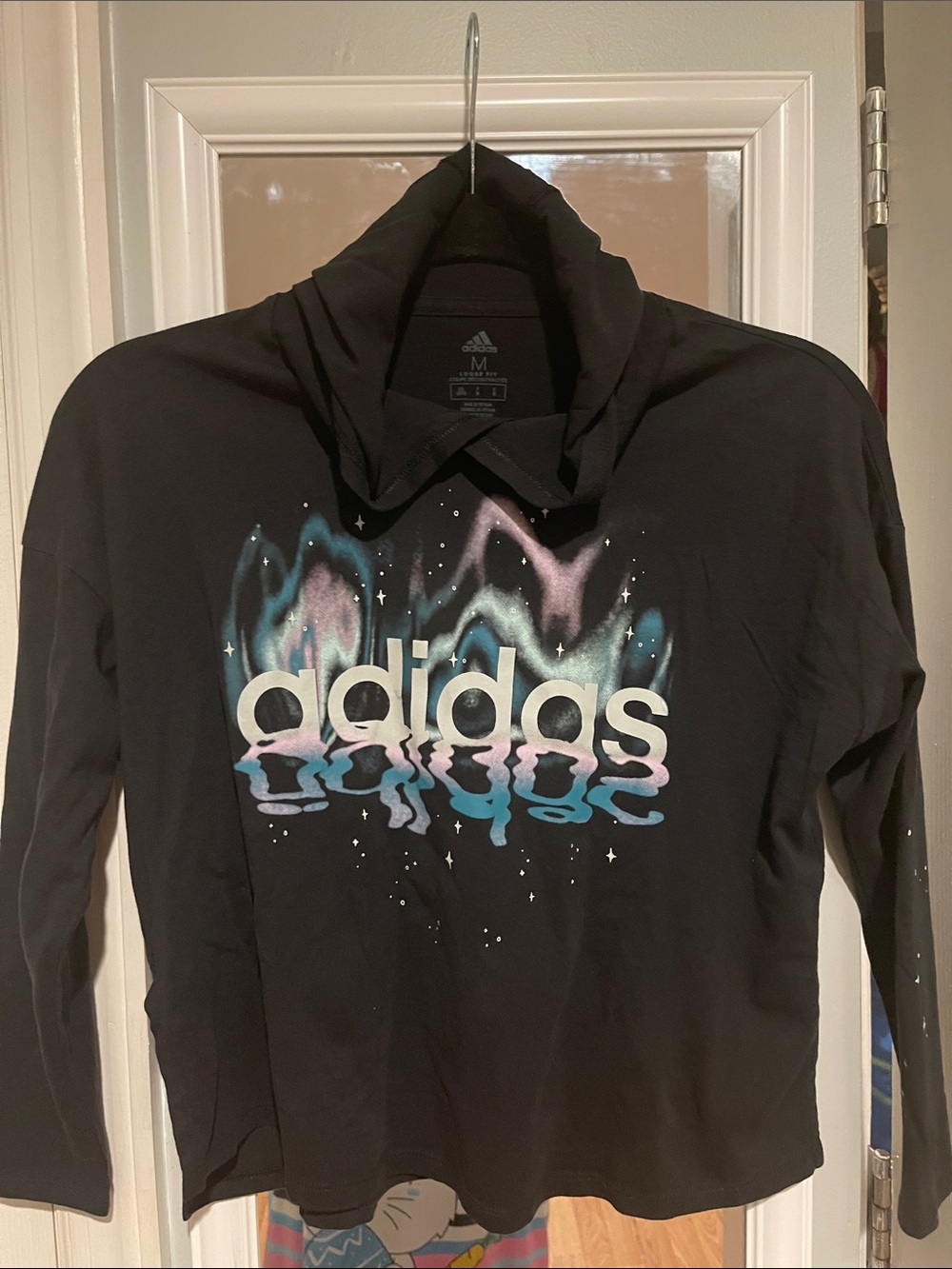 adidas Black Hoodie with Pastel Galaxy Logo